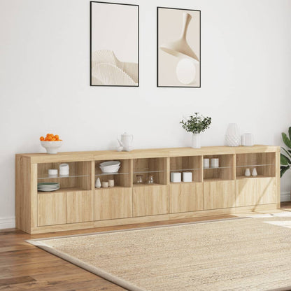 Dressoir Met Led-Verlichting 283X37X67 Cm Kleurig Sonoma eiken