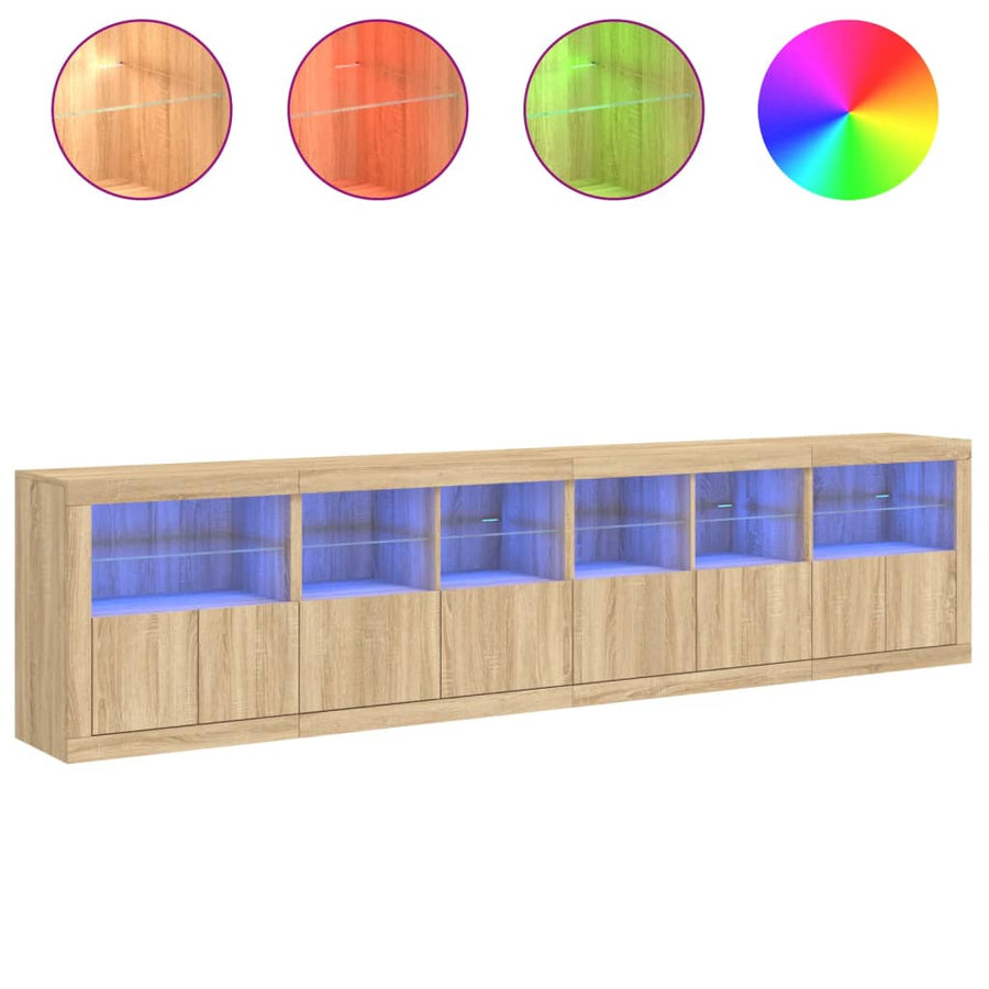 Dressoir Met Led-Verlichting 283X37X67 Cm Kleurig Sonoma eiken