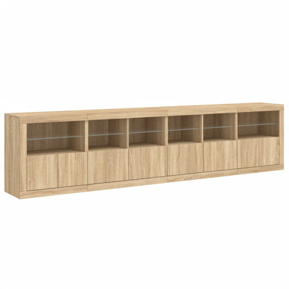 Dressoir Met Led-Verlichting 283X37X67 Cm Kleurig Sonoma eiken
