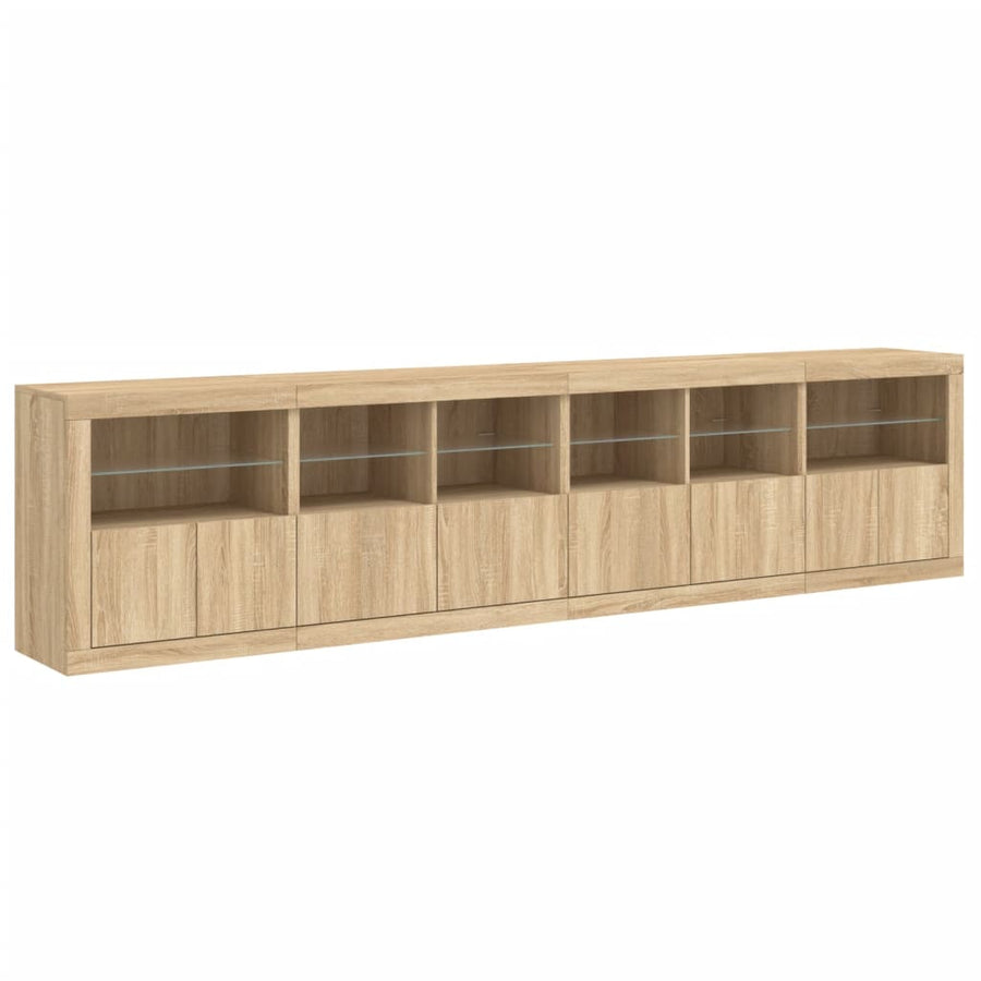 Dressoir Met Led-Verlichting 283X37X67 Cm Kleurig Sonoma eiken