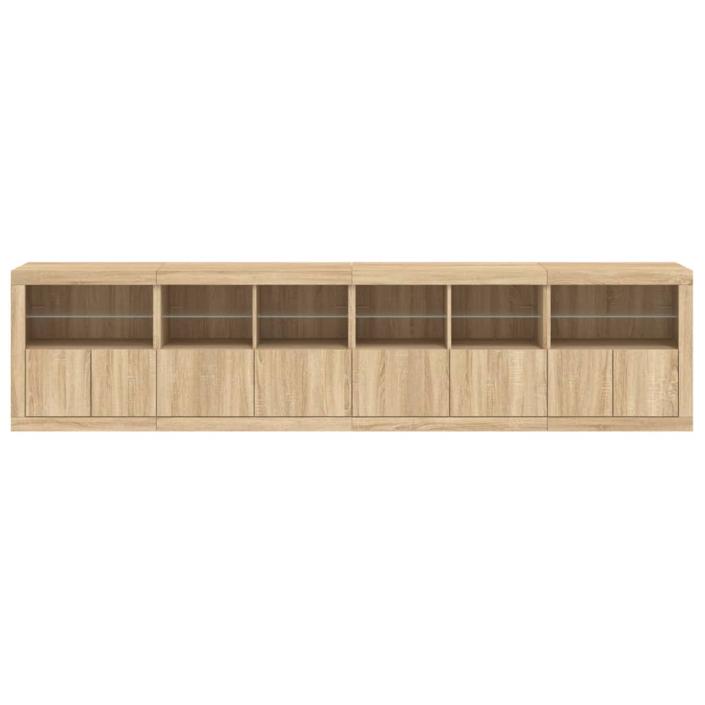 Dressoir Met Led-Verlichting 283X37X67 Cm Kleurig Sonoma eiken