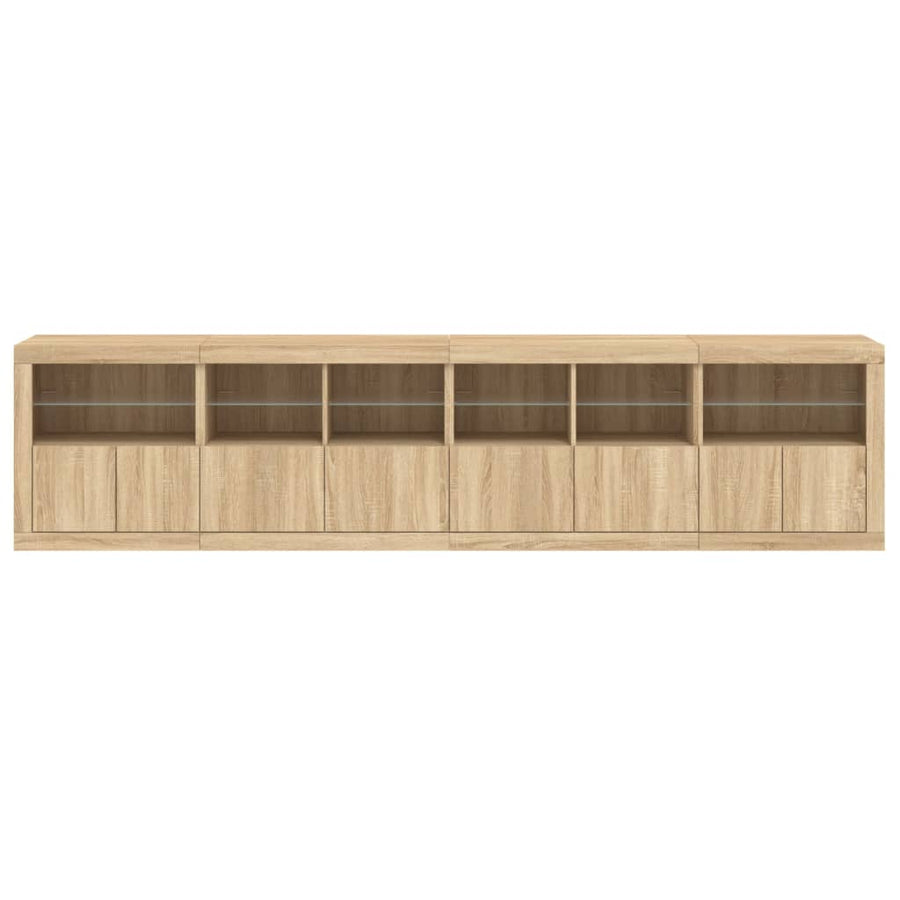 Dressoir Met Led-Verlichting 283X37X67 Cm Kleurig Sonoma eiken