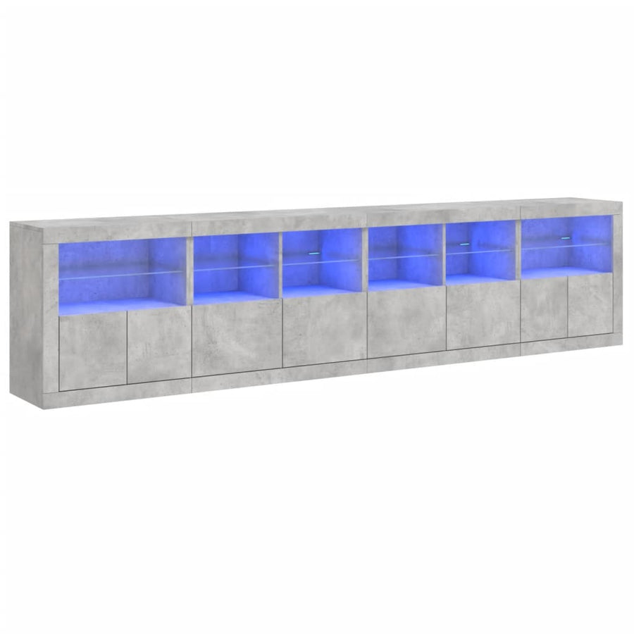 Dressoir Met Led-Verlichting 283X37X67 Cm Betongrijs