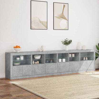 Dressoir Met Led-Verlichting 283X37X67 Cm Betongrijs