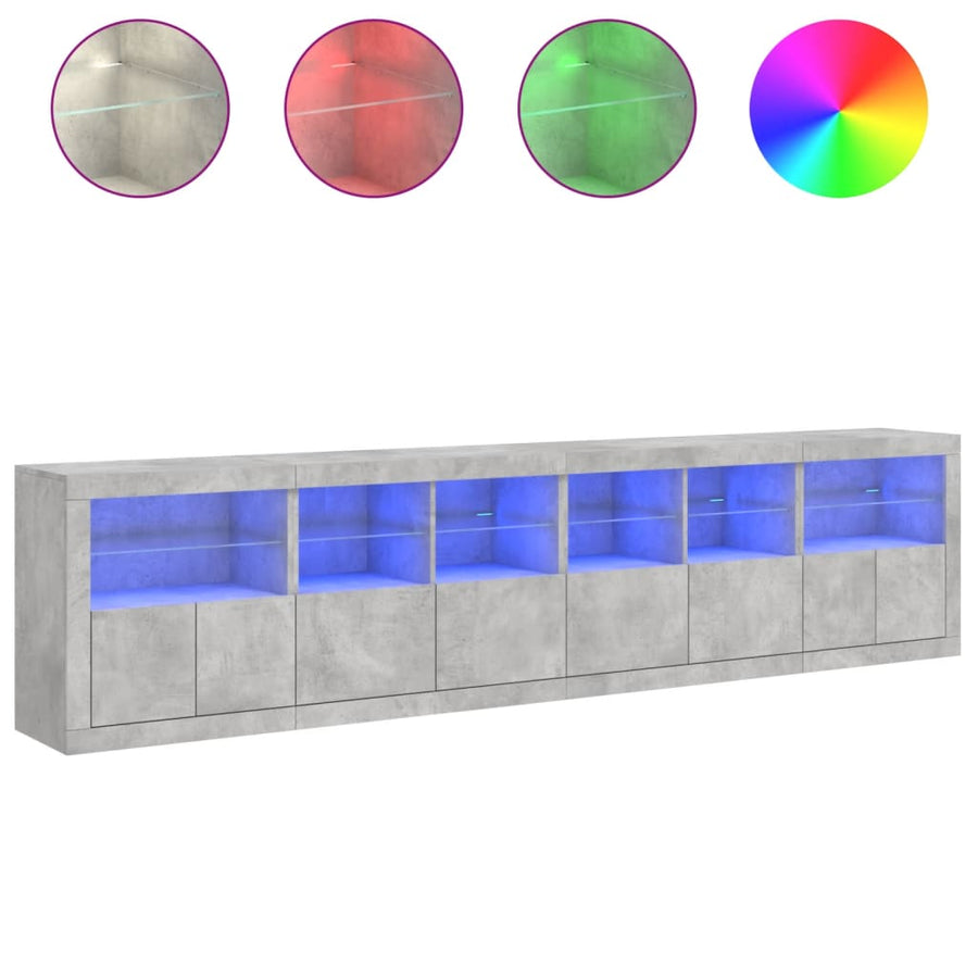 Dressoir Met Led-Verlichting 283X37X67 Cm Betongrijs