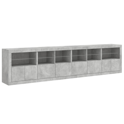 Dressoir Met Led-Verlichting 283X37X67 Cm Betongrijs
