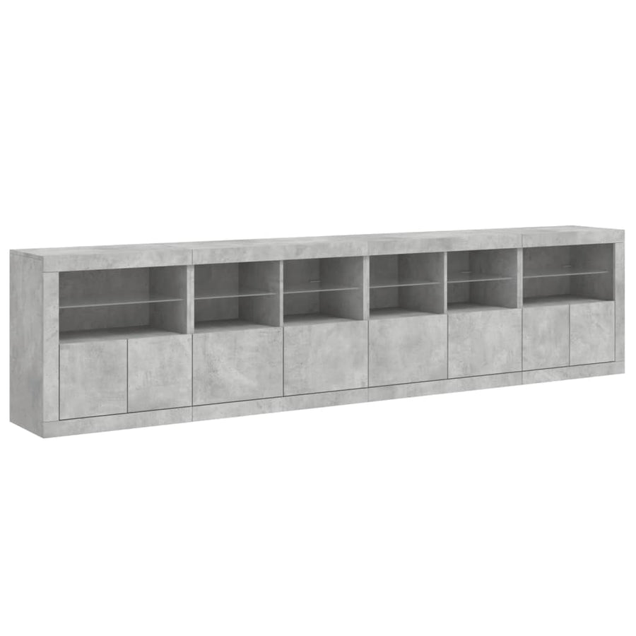 Dressoir Met Led-Verlichting 283X37X67 Cm Betongrijs