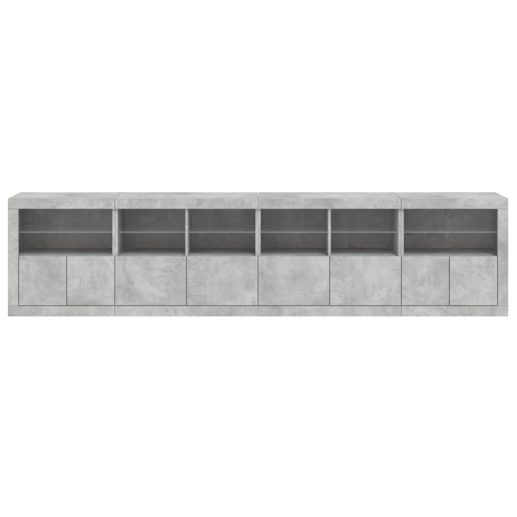 Dressoir Met Led-Verlichting 283X37X67 Cm Betongrijs