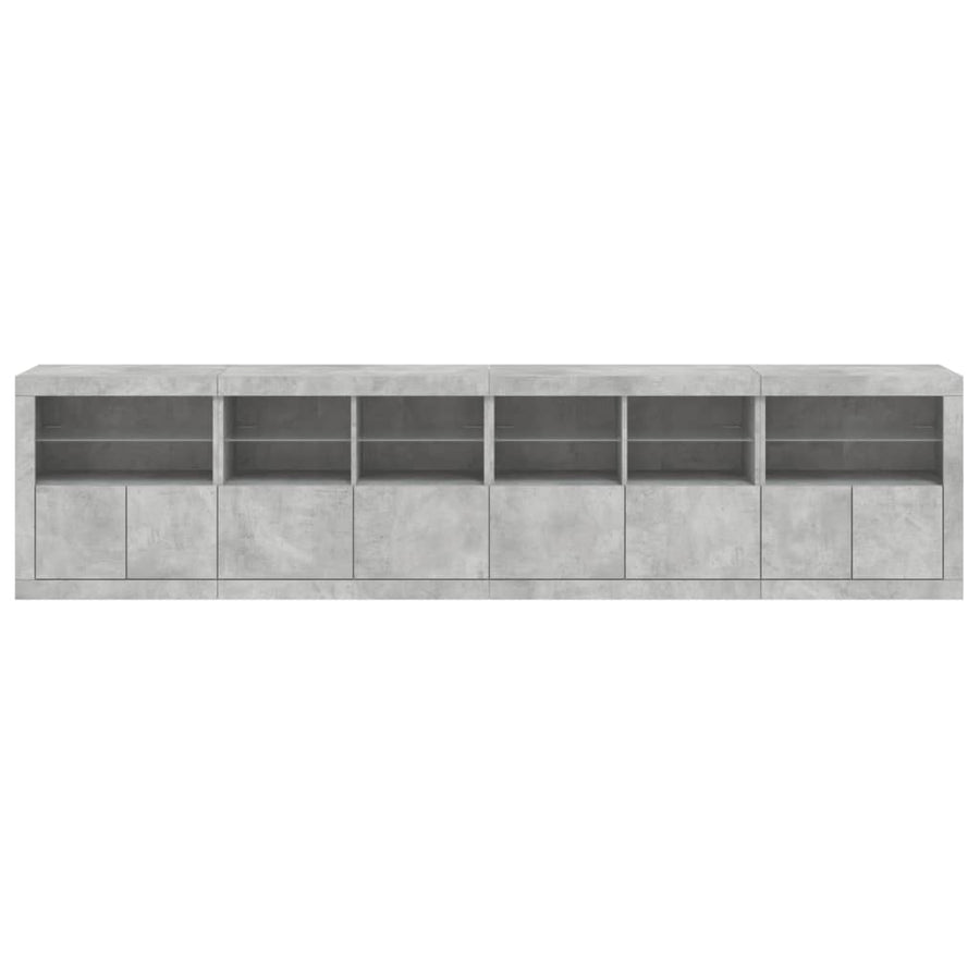 Dressoir Met Led-Verlichting 283X37X67 Cm Betongrijs