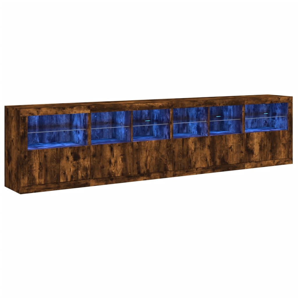 Dressoir Met Led-Verlichting 283,5X37X67 Cm Kleur Gerookt eiken