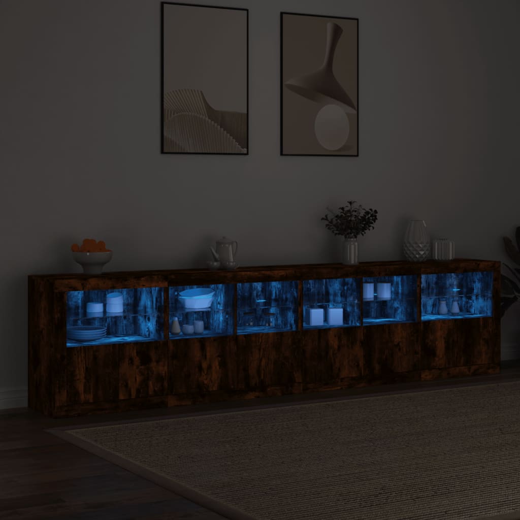 Dressoir Met Led-Verlichting 283,5X37X67 Cm Kleur Gerookt eiken