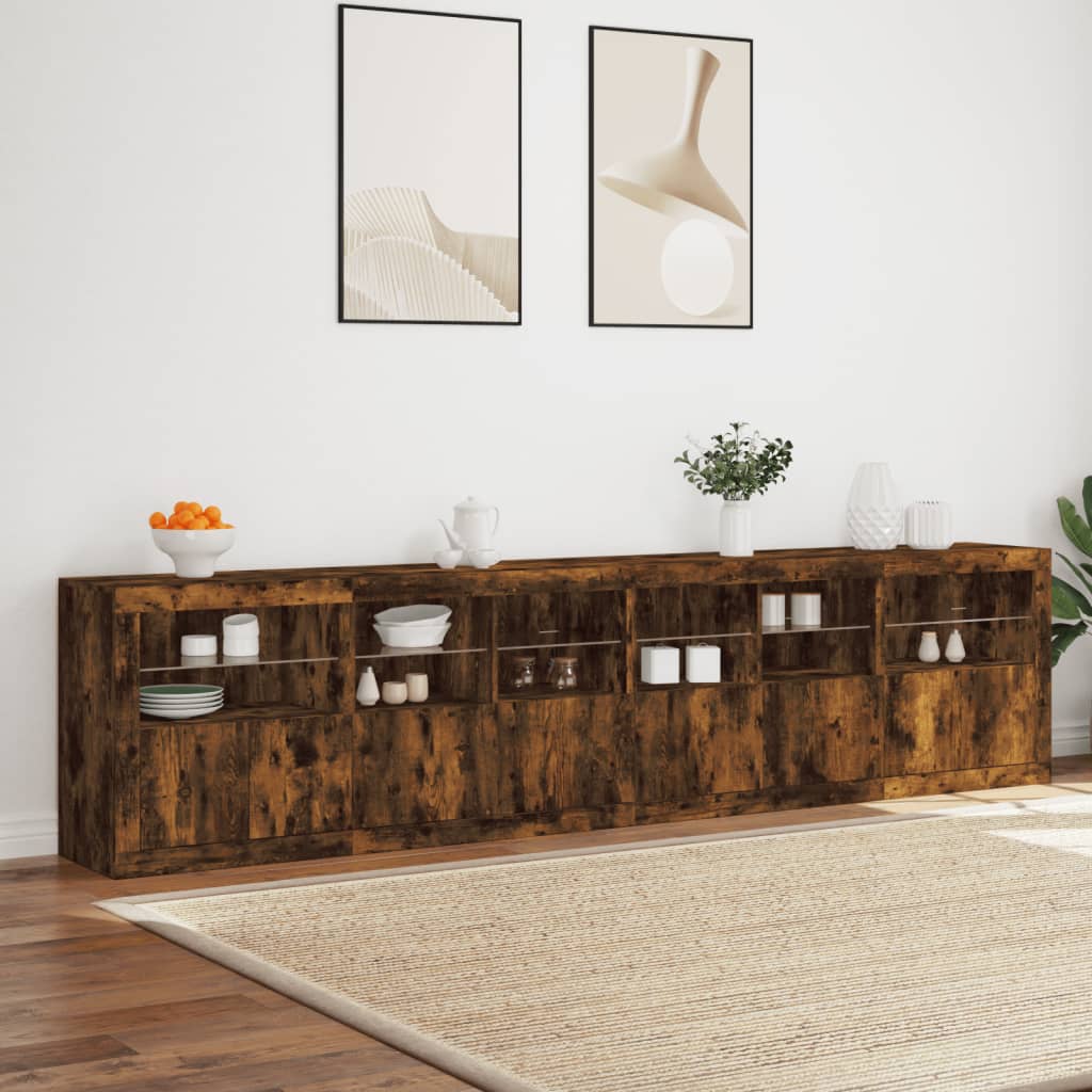 Dressoir Met Led-Verlichting 283,5X37X67 Cm Kleur Gerookt eiken