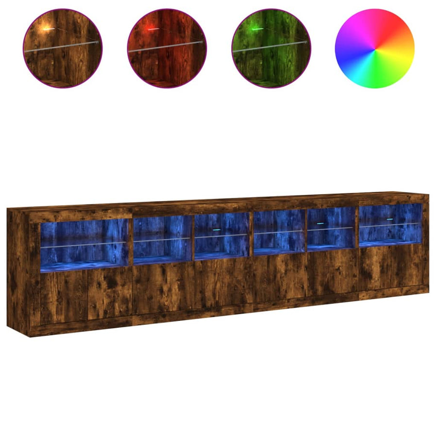 Dressoir Met Led-Verlichting 283,5X37X67 Cm Kleur Gerookt eiken