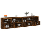 Dressoir 283x37x67 cm gerookt eiken LED