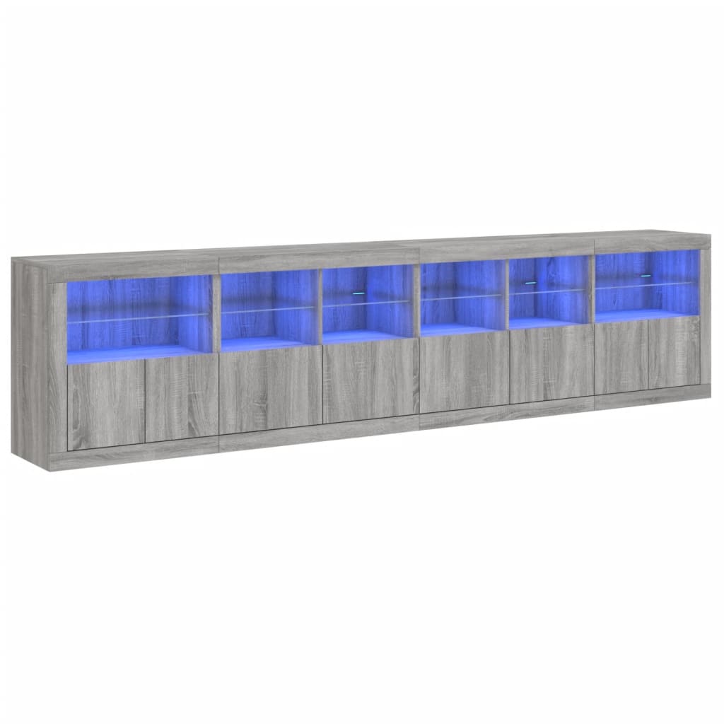 Dressoir Met Led-Verlichting 283X37X67 Cm Eiken Grijs sonoma