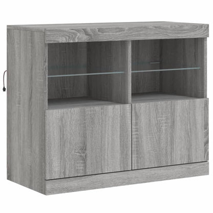 Dressoir Met Led-Verlichting 283X37X67 Cm Eiken Grijs sonoma