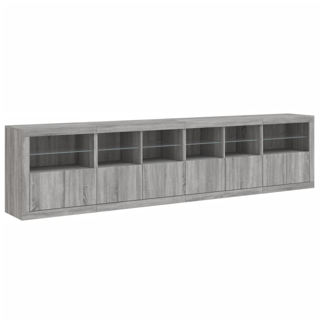 Dressoir Met Led-Verlichting 283X37X67 Cm Eiken Grijs sonoma