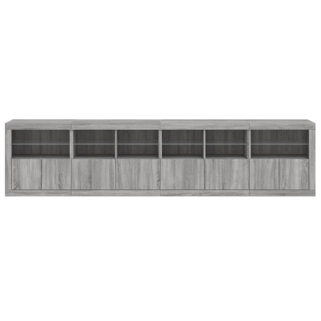 Dressoir Met Led-Verlichting 283X37X67 Cm Eiken Grijs sonoma