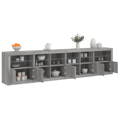 Dressoir Met Led-Verlichting 283X37X67 Cm Eiken Grijs sonoma
