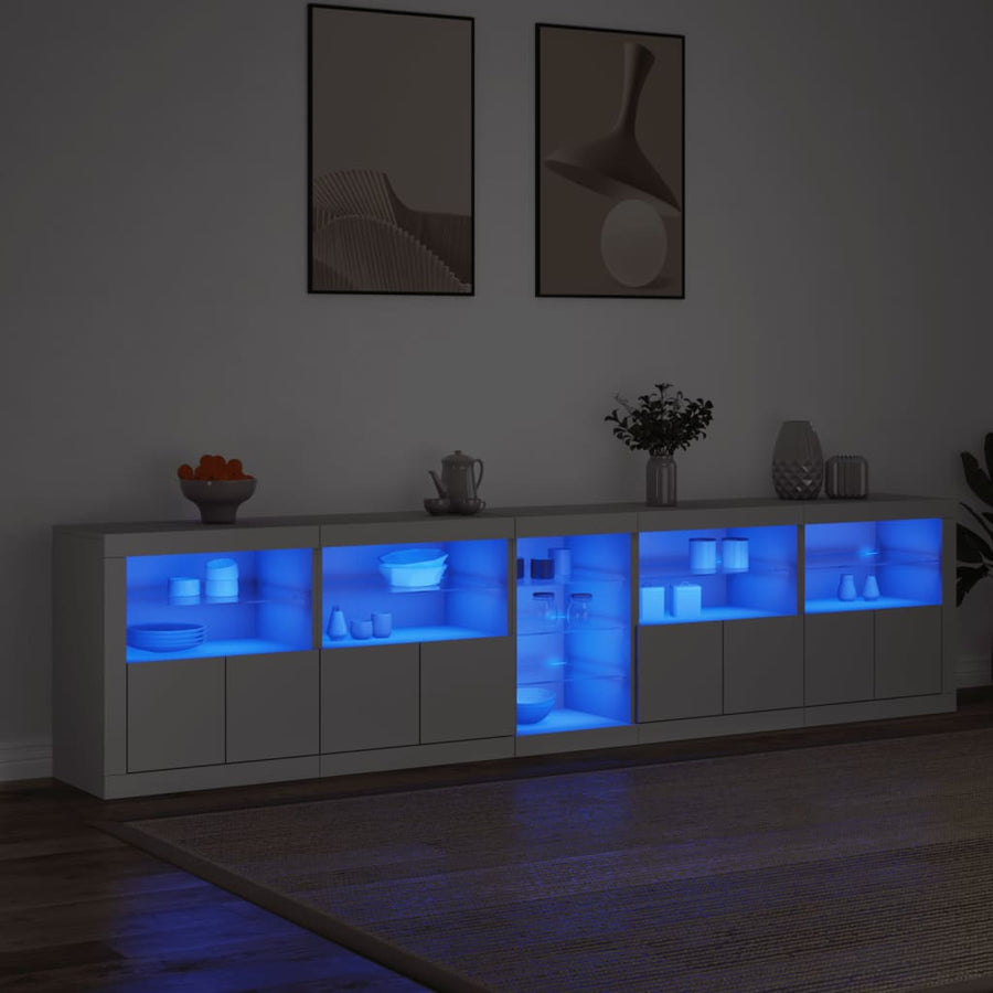 Dressoir Met Led-Verlichting 283X37X67 Cm Wit