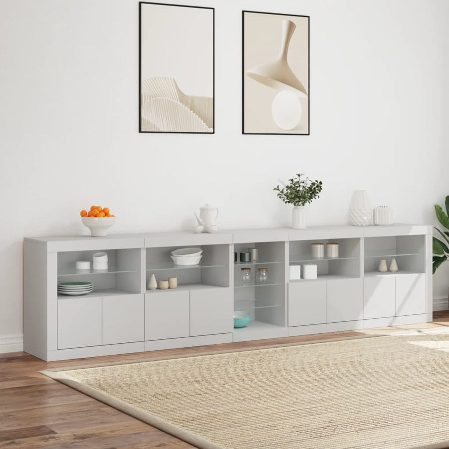 Dressoir Met Led-Verlichting 283X37X67 Cm Wit
