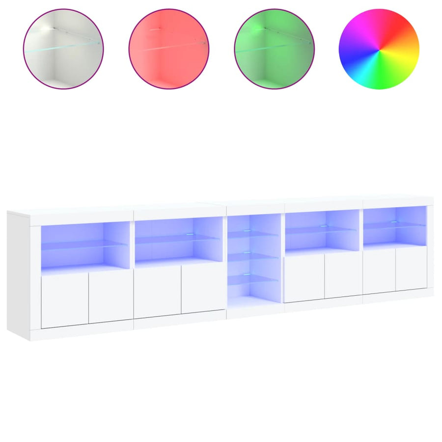 Dressoir Met Led-Verlichting 283X37X67 Cm Wit