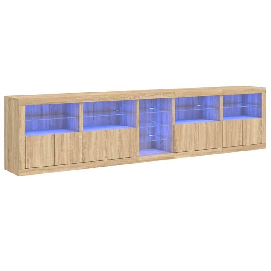 Dressoir Met Led-Verlichting 283X37X67 Cm Kleurig Sonoma eiken