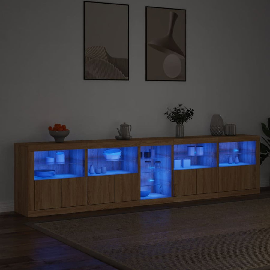 Dressoir Met Led-Verlichting 283X37X67 Cm Kleurig Sonoma eiken
