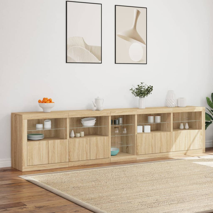 Dressoir Met Led-Verlichting 283X37X67 Cm Kleurig Sonoma eiken