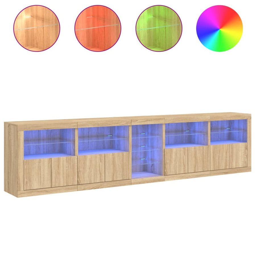 Dressoir Met Led-Verlichting 283X37X67 Cm Kleurig Sonoma eiken
