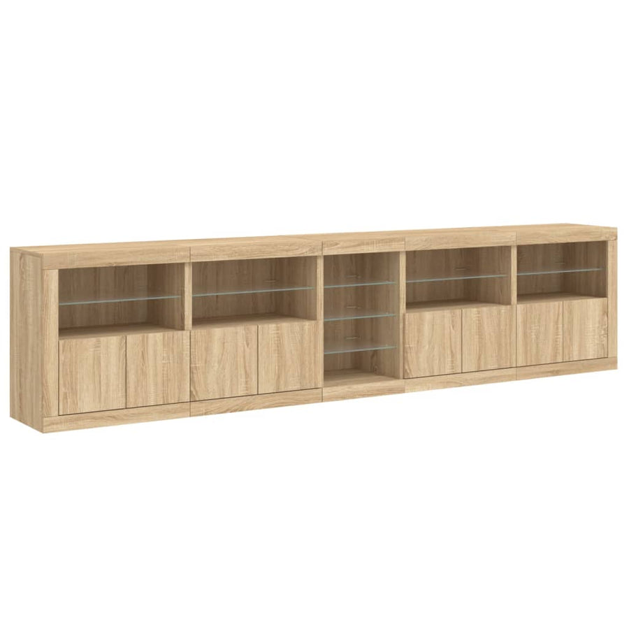 Dressoir Met Led-Verlichting 283X37X67 Cm Kleurig Sonoma eiken
