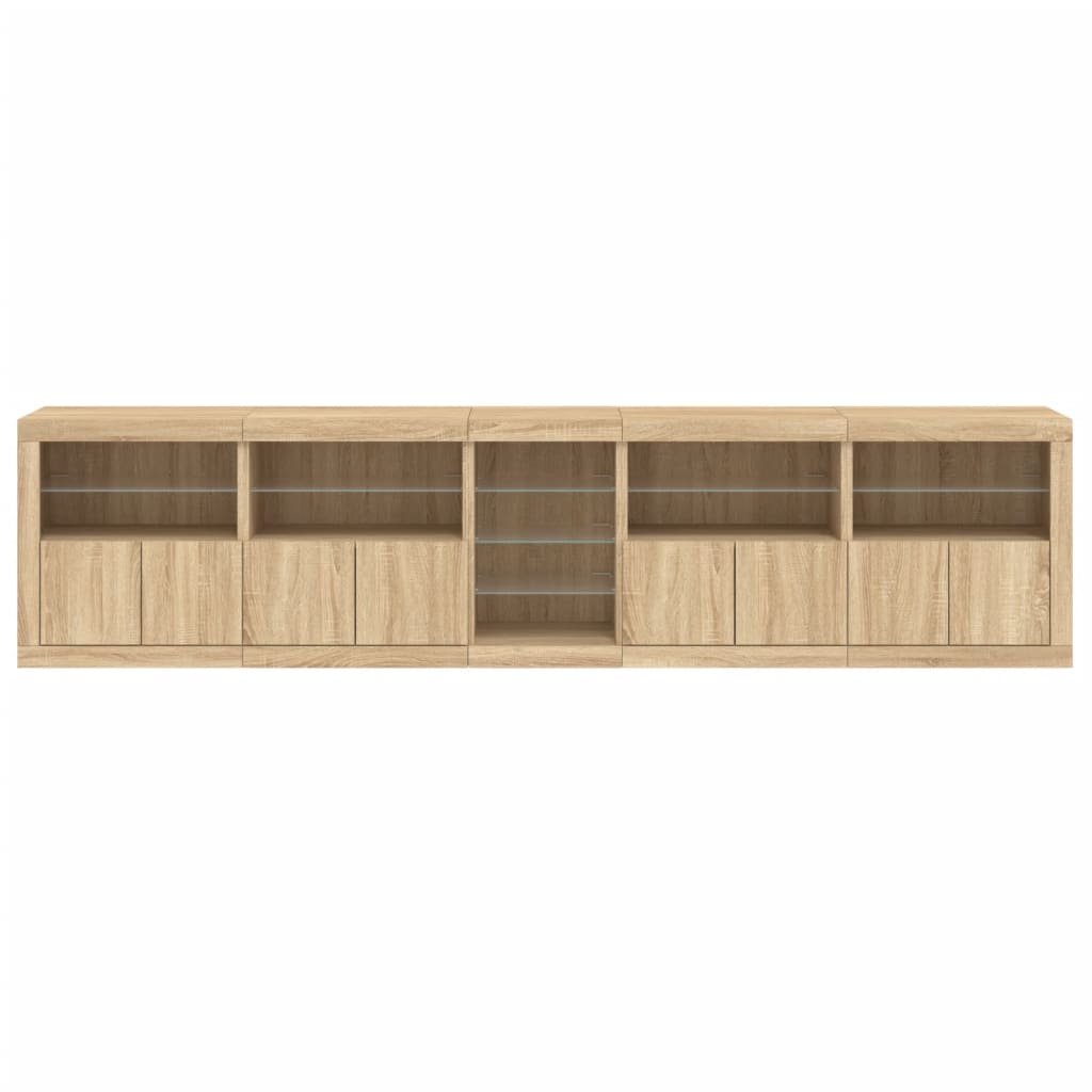 Dressoir Met Led-Verlichting 283X37X67 Cm Kleurig Sonoma eiken