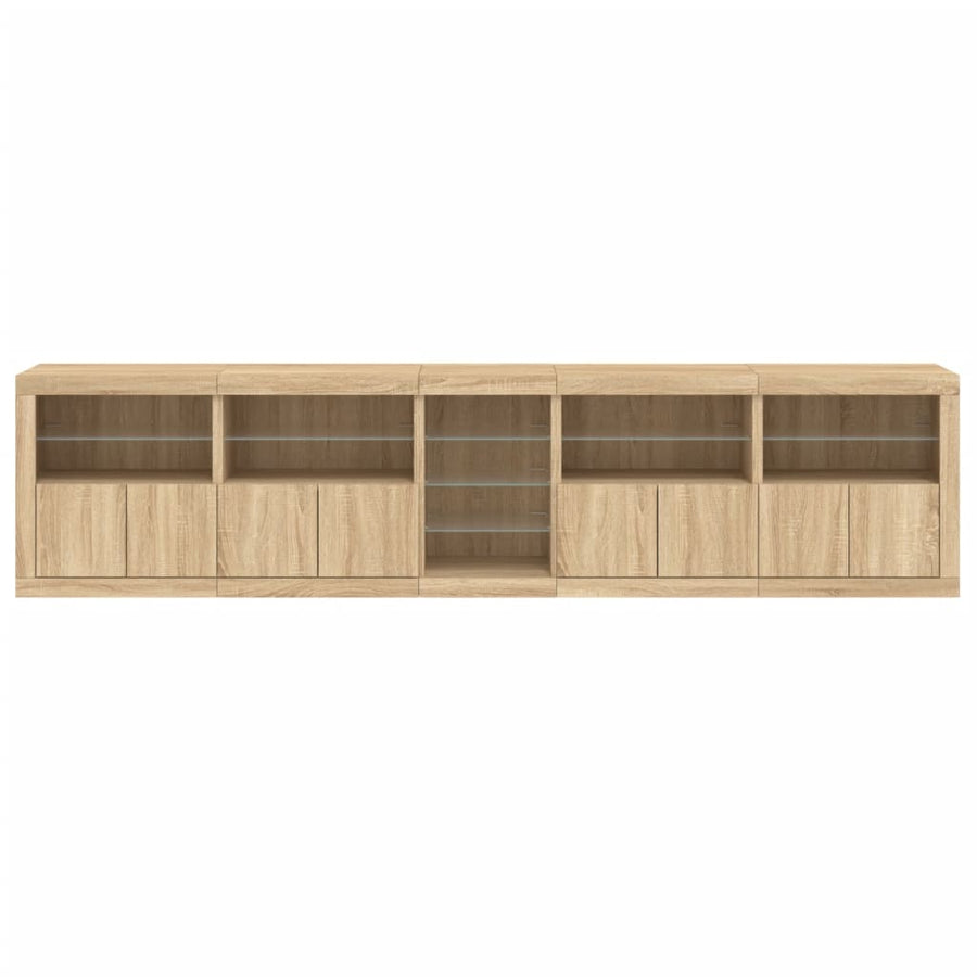 Dressoir Met Led-Verlichting 283X37X67 Cm Kleurig Sonoma eiken