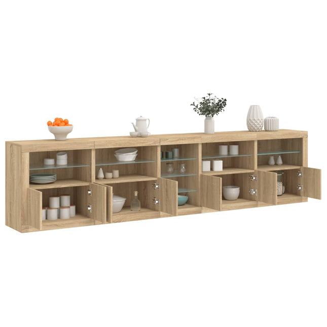 Dressoir Met Led-Verlichting 283X37X67 Cm Kleurig Sonoma eiken