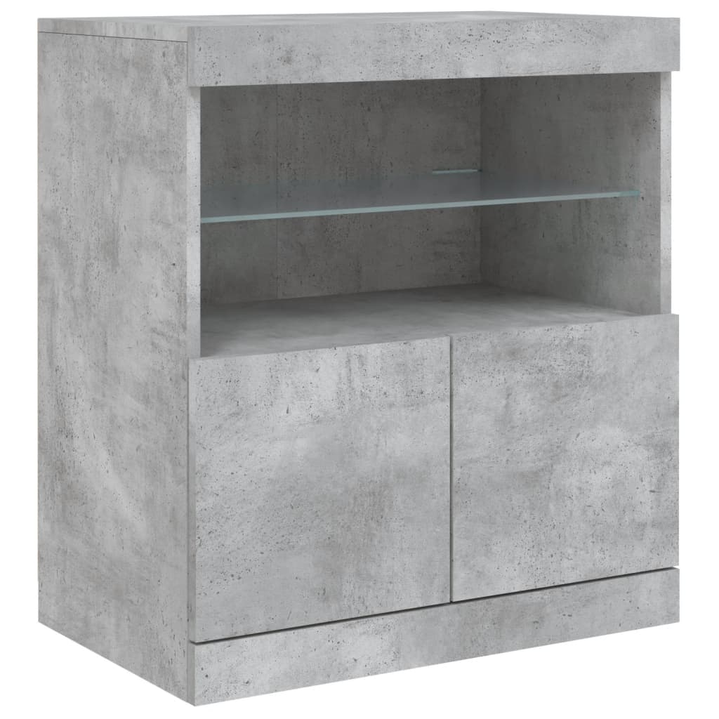 Dressoir Met Led-Verlichting 283X37X67 Cm Betongrijs