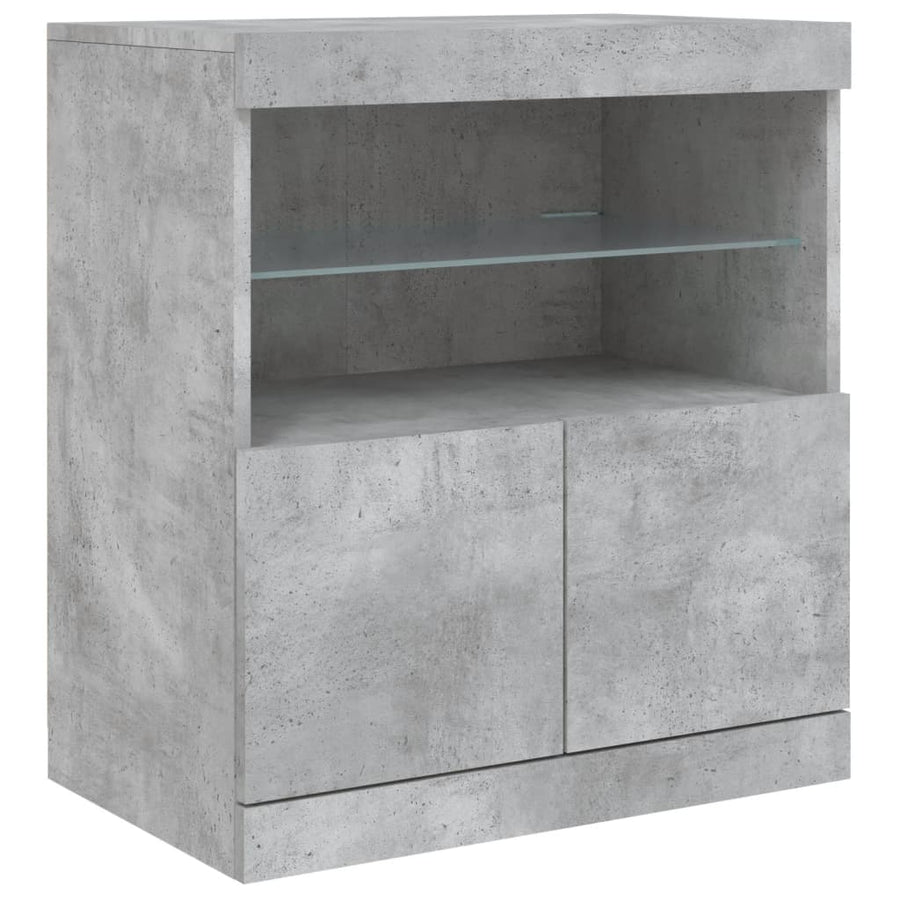 Dressoir Met Led-Verlichting 283X37X67 Cm Betongrijs