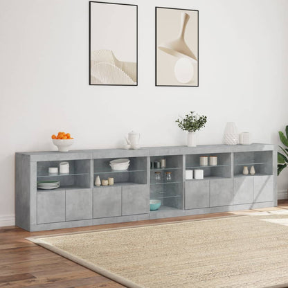 Dressoir Met Led-Verlichting 283X37X67 Cm Betongrijs