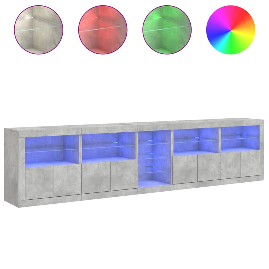 Dressoir Met Led-Verlichting 283X37X67 Cm Betongrijs
