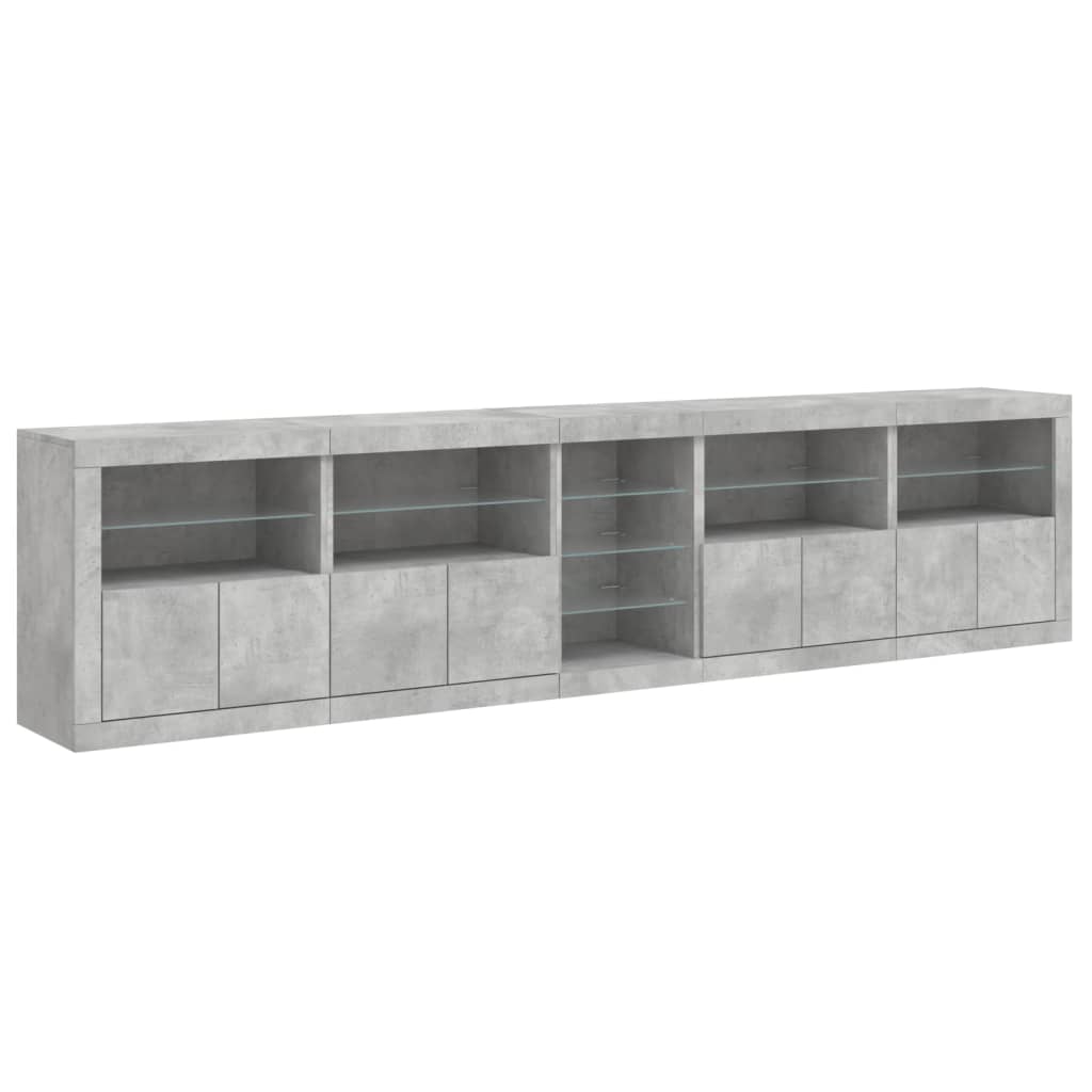 Dressoir Met Led-Verlichting 283X37X67 Cm Betongrijs