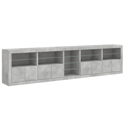 Dressoir Met Led-Verlichting 283X37X67 Cm Betongrijs