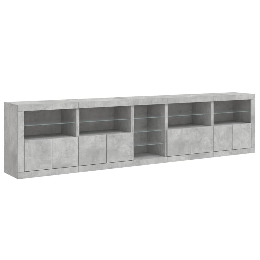 Dressoir Met Led-Verlichting 283X37X67 Cm Betongrijs