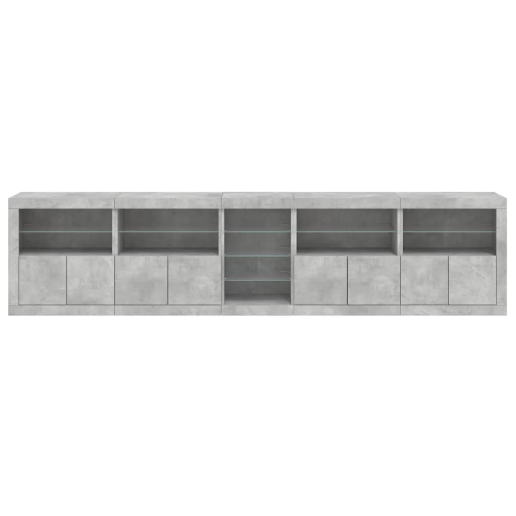 Dressoir Met Led-Verlichting 283X37X67 Cm Betongrijs