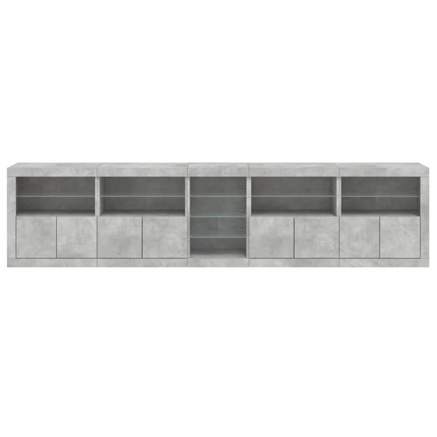 Dressoir Met Led-Verlichting 283X37X67 Cm Betongrijs