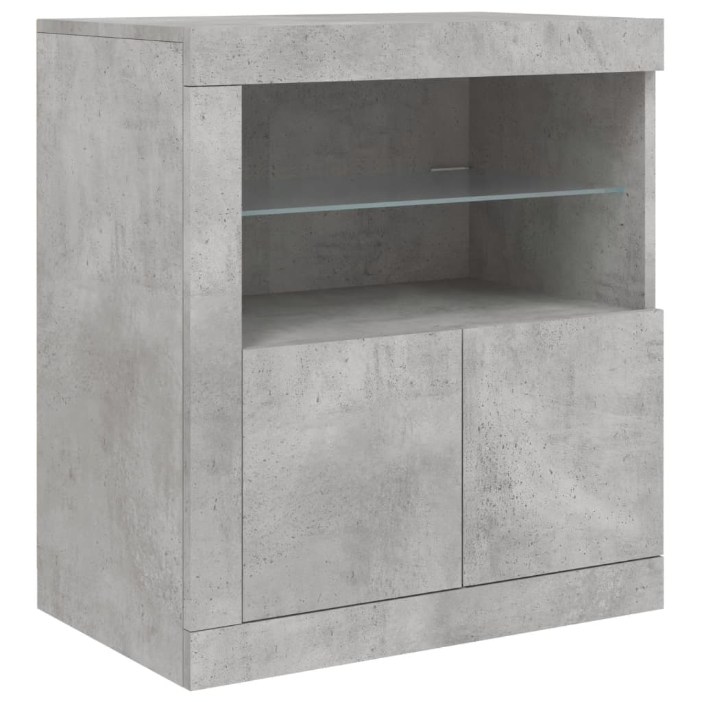 Dressoir Met Led-Verlichting 283X37X67 Cm Betongrijs