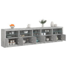 Sideboard with LED lighting 283x37x67 cm concrete grey