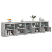 Dressoir 283x37x67 cm betongrijs met LED
