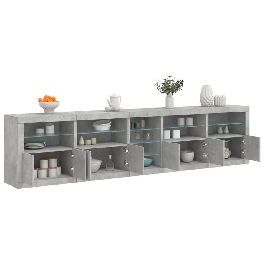 Dressoir Met Led-Verlichting 283X37X67 Cm Betongrijs