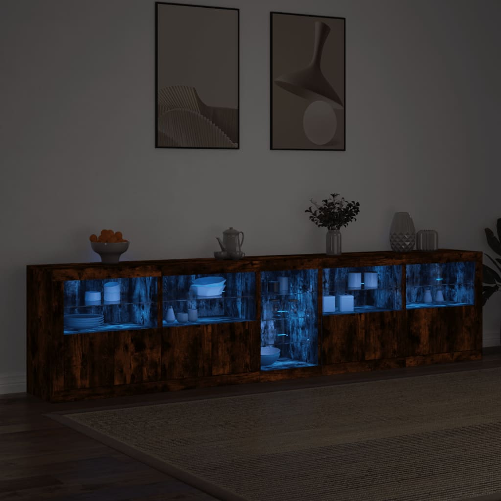 Dressoir Met Led-Verlichting 283,5X37X67 Cm Kleur Gerookt eiken