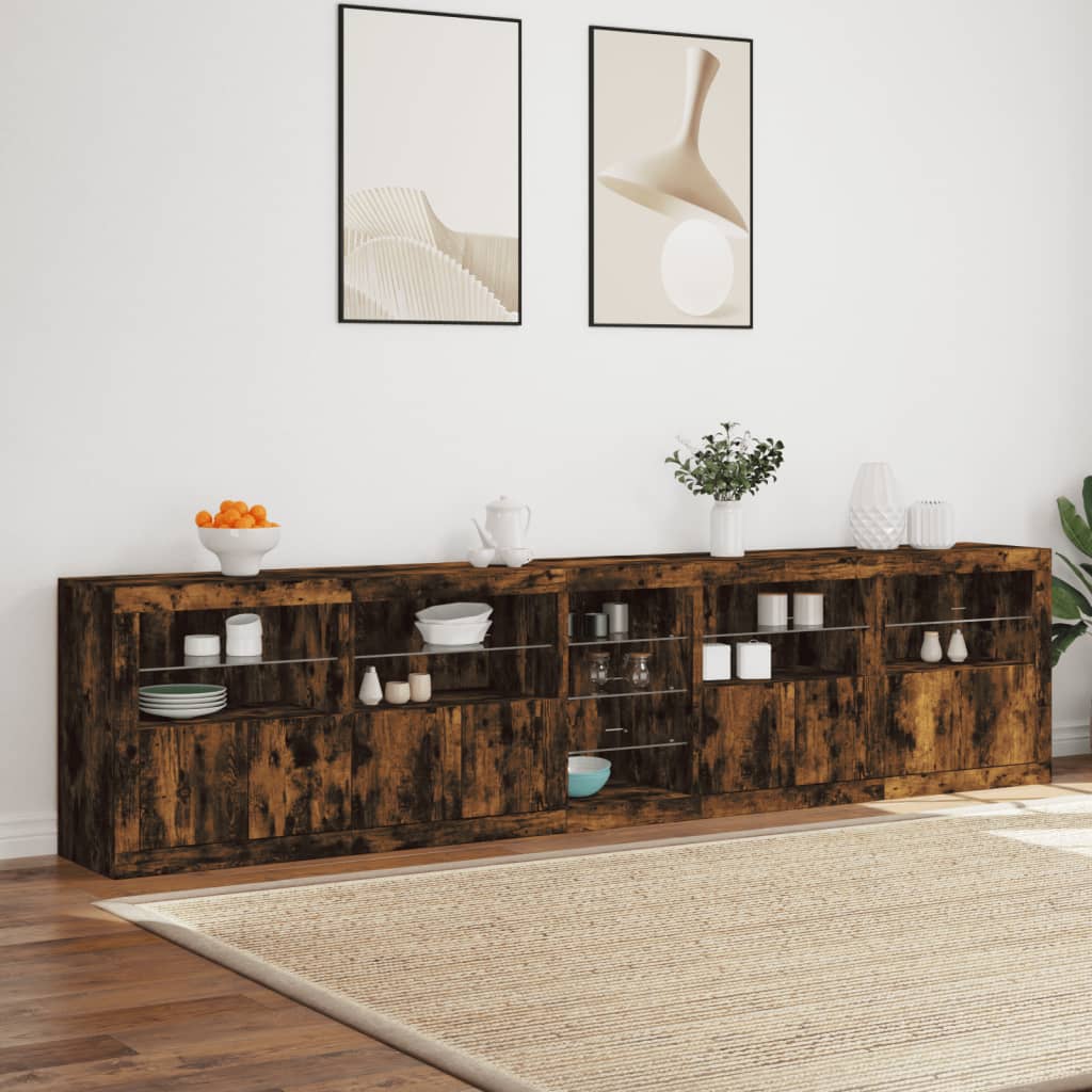 Dressoir Met Led-Verlichting 283,5X37X67 Cm Kleur Gerookt eiken