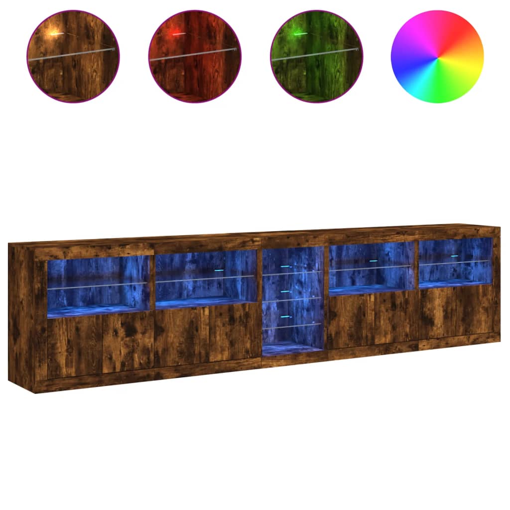 Dressoir Met Led-Verlichting 283,5X37X67 Cm Kleur Gerookt eiken